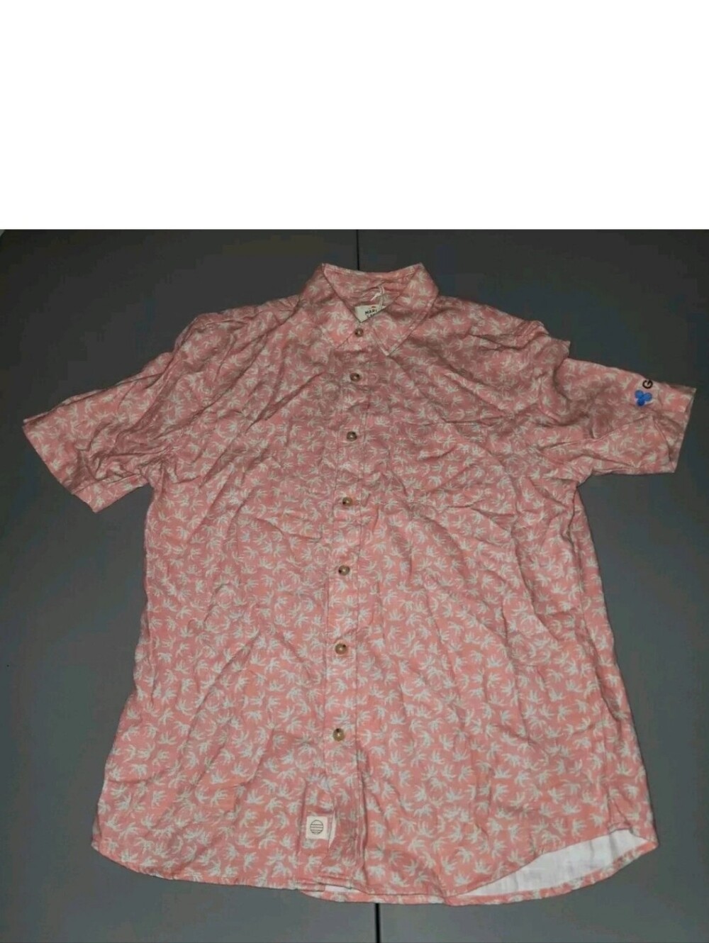 MARINE LAYER Button-Up Resort Shirt Mens Palm Tree Print AOP Short Sleeve Small